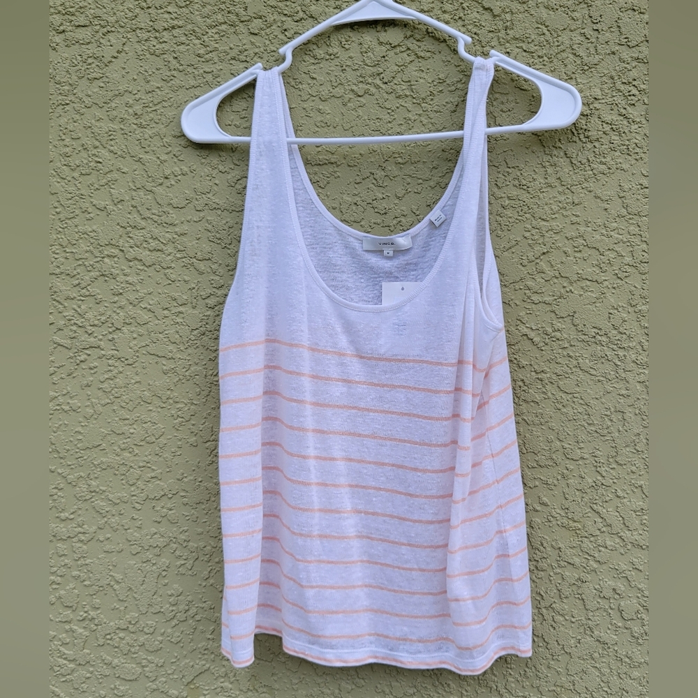 NWT Vince Breton Stripe Linen Tank - Picture 5 of 6